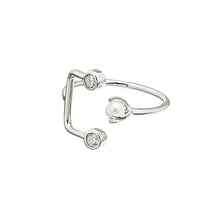 Load image into Gallery viewer, CU JEWELLERY PEARL BRILLIANT DOUBLE RING SILVER