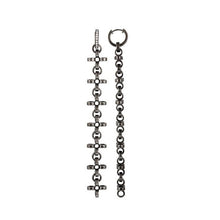 Load image into Gallery viewer, PANTOLIN CROSS CHAIN EARRINGS BLACK SILVER