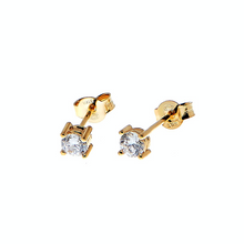 Load image into Gallery viewer, CU JEWELLERY TWO SQUARE STONE STUD GOLD