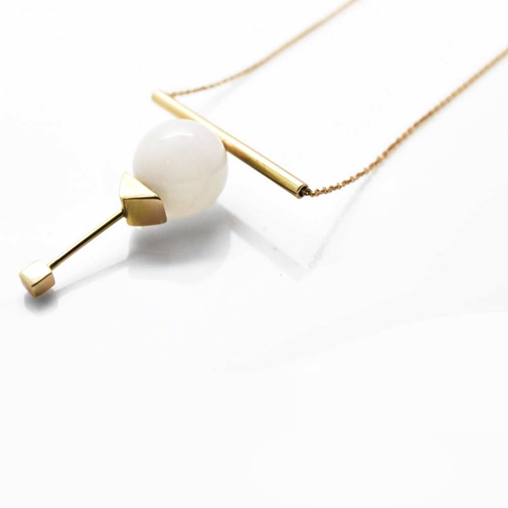 LA TERRA JEWELRY AGATE GEO BAR - 18K GOLD