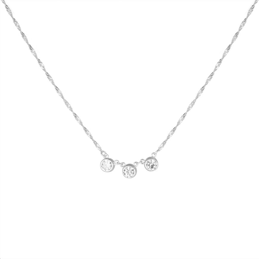 CU JEWELLERY CUBIC TRIPLE NECKLACE SILVER