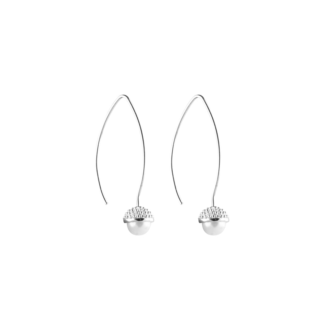 CU JEWELLERY PEARL BUBBLE LONG EAR SILVER