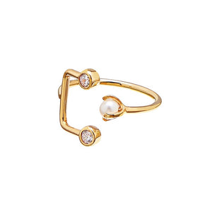 CU JEWELLERY PEARL BRILLIANT DOUBLE RING GOLD
