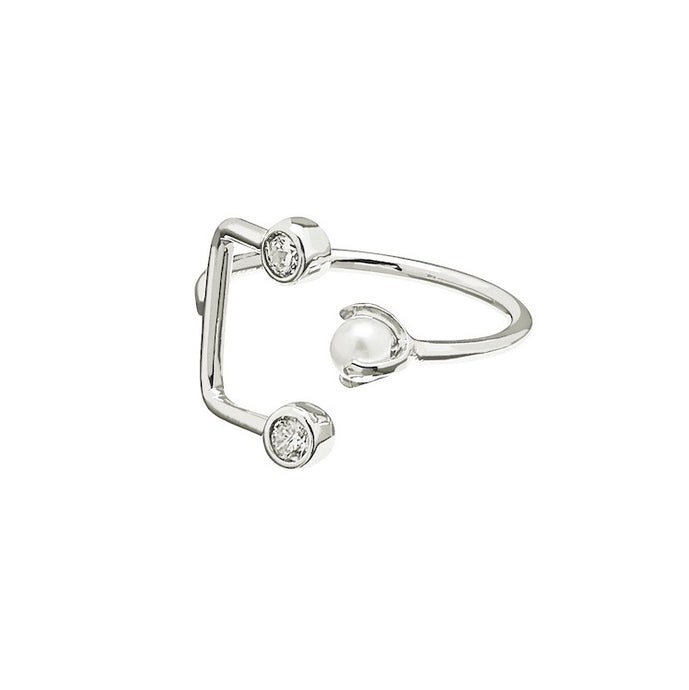 CU JEWELLERY PEARL BRILLIANT DOUBLE RING SILVER