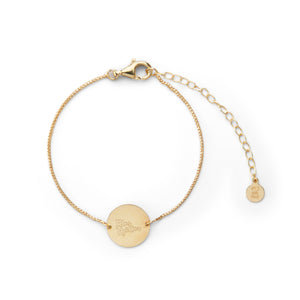 CU JEWELLERY ELLAS COIN BRACE GOLD Ellas Hjältar - Ett guld-pläterat armband i återvunnet silver skapat för och med stiftelsen Ellas hjältar! När du köper ett armband skänks det hundra kronor till stiftelsen!
