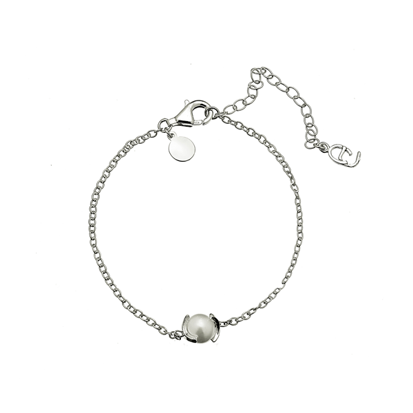 CU JEWELLERY PEARL CHAIN BRACELET SILVER