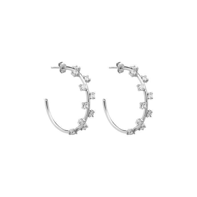 CU JEWELLERY CUBIC HOOP EAR SILVER