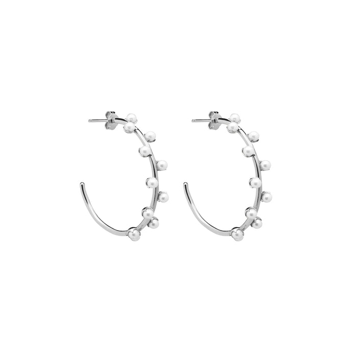 CU JEWELLERY PEARL HOOP EAR SILVER