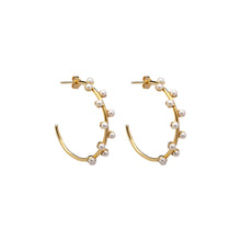 Load image into Gallery viewer, CU JEWELLERY PEARL HOOP EAR GOLD