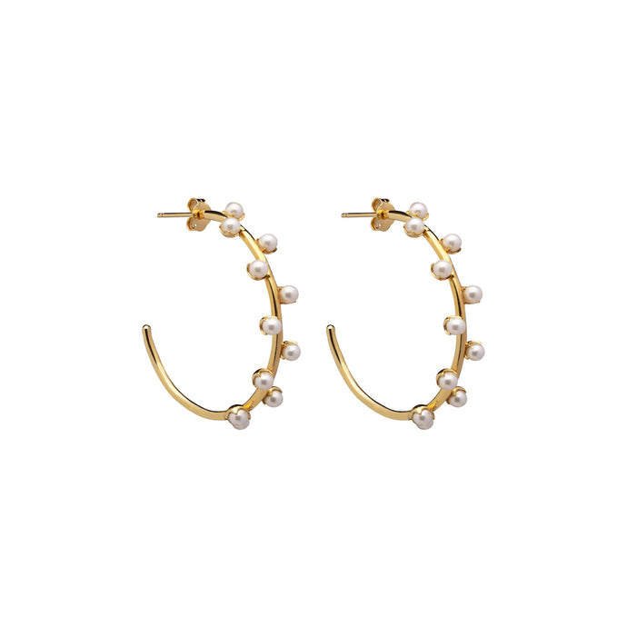 CU JEWELLERY PEARL HOOP EAR GOLD
