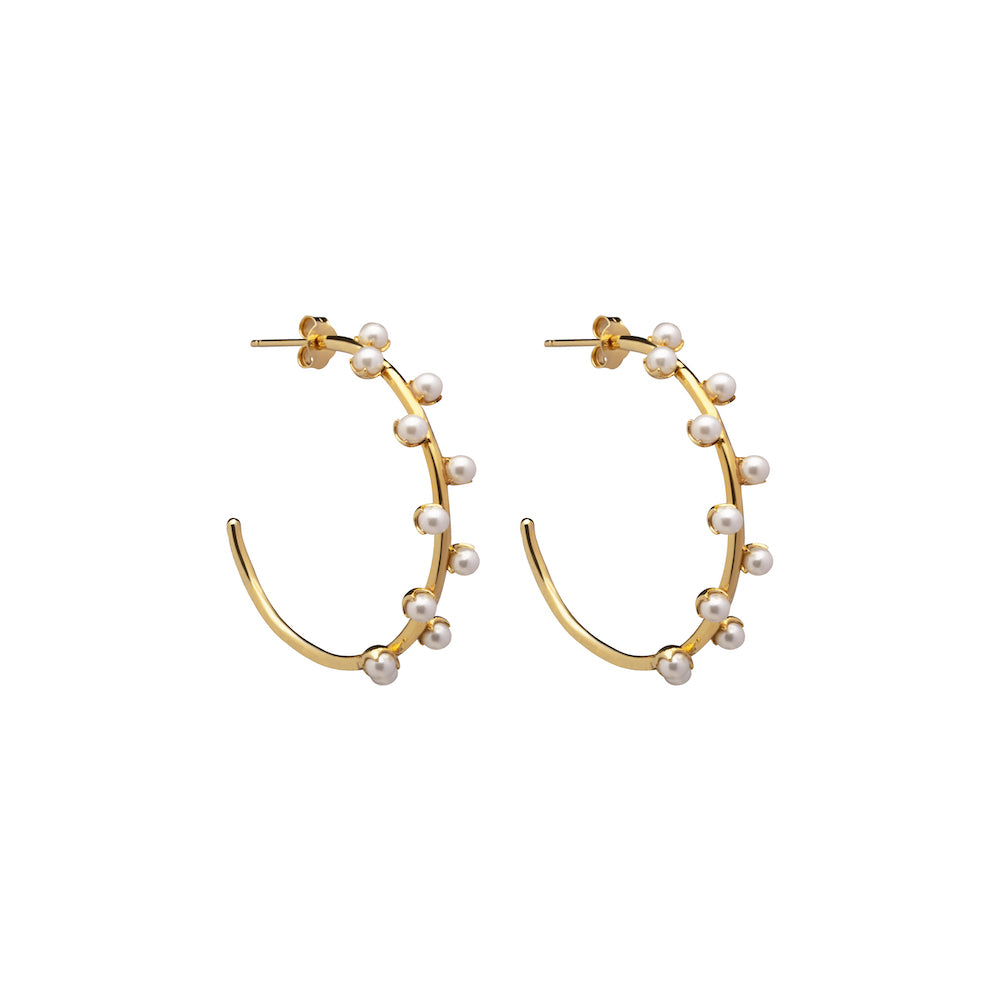 CU JEWELLERY PEARL HOOP EAR GOLD