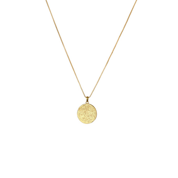 SYSTER P KRISTINE ROUND PENDANT GOLD NECKLACE