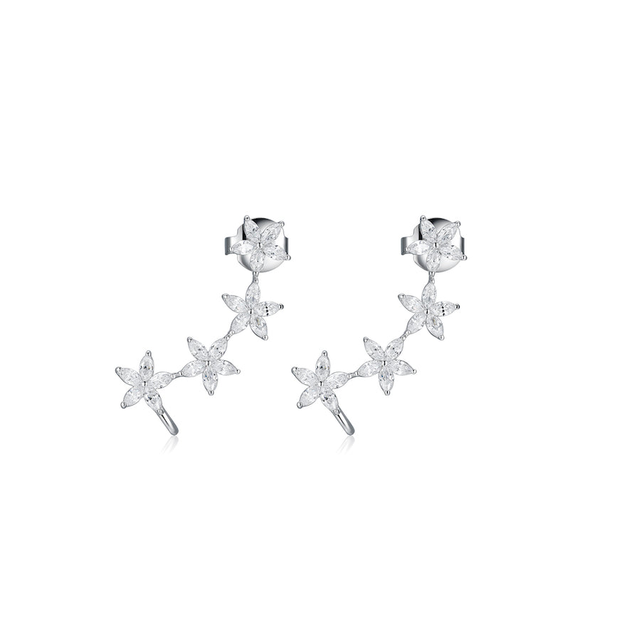 LA MAISON BAGATELLE FLOWER EARCLIMBER SILVER