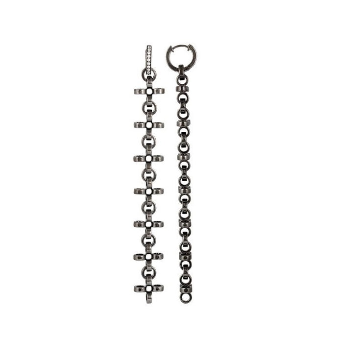 PANTOLIN CROSS CHAIN EARRINGS BLACK SILVER