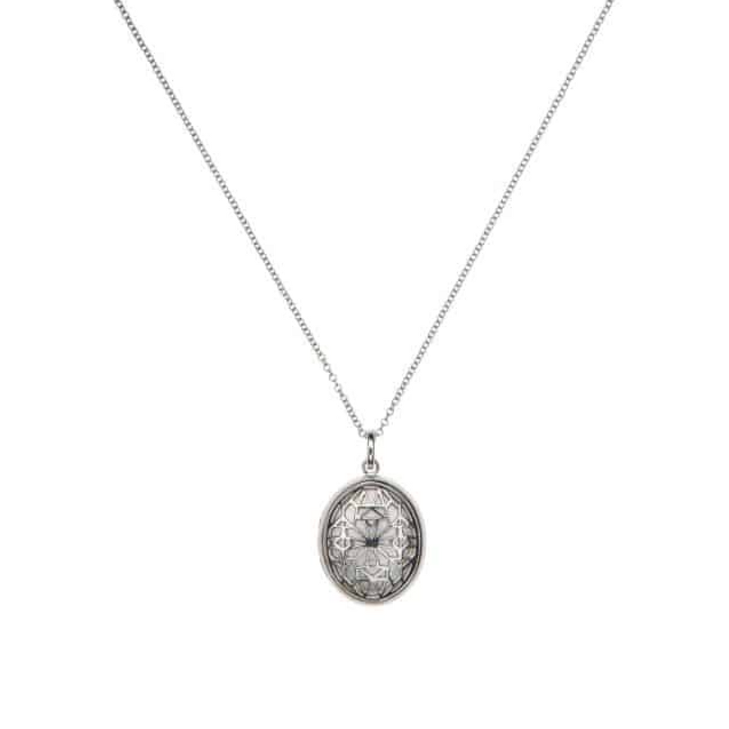 PANTOLIN ARABESQUE LOCKET NECKLACE SILVER
