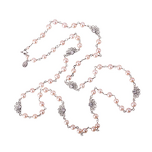 Load image into Gallery viewer, ZINNIA FLOWER LONG NECKLACE - PINK PEARLS
