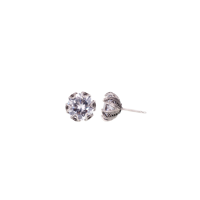 YVONE CHRISTA NY TULIP EARRINGS MEDIUM POST, CZ